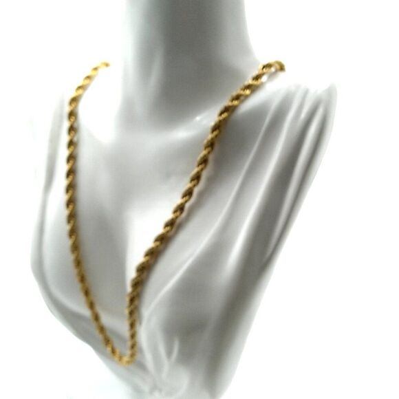 Twisted Rope Necklace Gold Plated CH Stainless - Picture 3 of 15